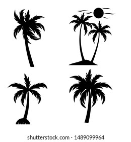 palm tree collections vector silhouette with black and white, 