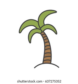 Palm tree color icon. Tropical island. Coconut tree. Isolated vector illustration