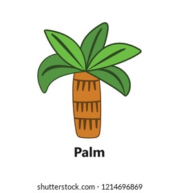 Palm tree colored logo on the white background simple text