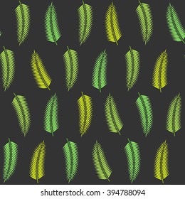 Palm tree colorful leaf seamless pattern. Fashion Hipster style seamless background. Vector illustration for textile fabric design, paper and website design