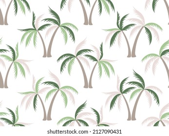 Palm tree colorful seamless pattern vector design. Exotic jungle plants fabric ornament. Coconut palm tree wallpaper in california style. Nature elements illustration. Fashion fabric print.