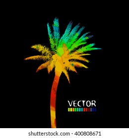 Palm tree colorful. Vector