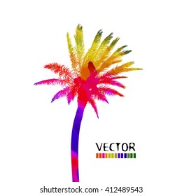 Palm tree colorful. Vector