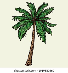 Palm tree colorful vintage concept isolated vector illustration