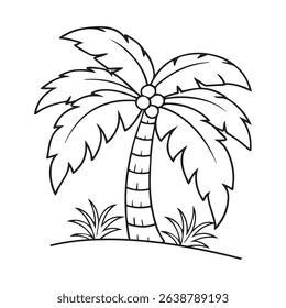 Palm Tree Coloring Page For Kids 
