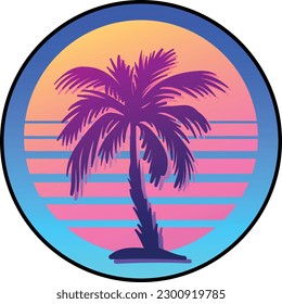 Palm tree  colourful logo. Vector illustration.