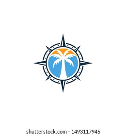 PALM TREE WITH COMPASS LOGO DESIGN