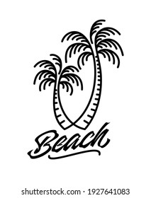 Palm tree concept drawing icon line in modern style. - Vector