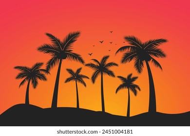 Palm tree concept illustration Free vector Free vector gradient summer illustration
Woman seeing the summer landscape in her hair evening beach at