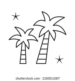 Palm, tree concept line icon. Simple element illustration. Palm, tree concept outline symbol design from summer set. Can be used for web and mobile on white background