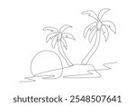 Palm tree concept one-line drawing