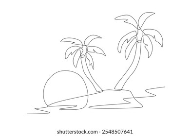 Palm tree concept one-line drawing