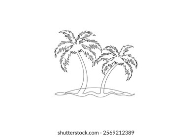 palm tree continues line drawing vector illustration