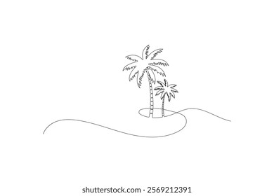 palm tree continues line drawing vector illustration