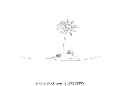 palm tree continues line drawing vector illustration