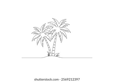 palm tree continues line drawing vector illustration