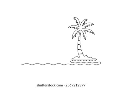 palm tree continues line drawing vector illustration