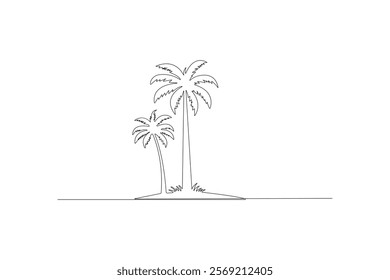 palm tree continues line drawing vector illustration