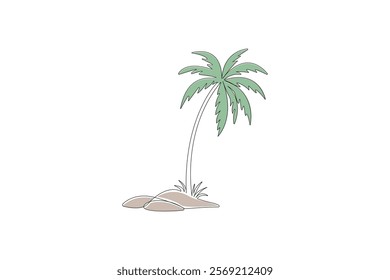 palm tree continues line drawing vector illustration