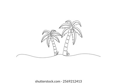 palm tree continues line drawing vector illustration