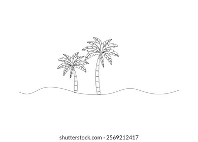 palm tree continues line drawing vector illustration