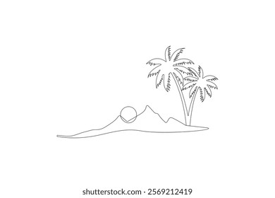 palm tree continues line drawing vector illustration