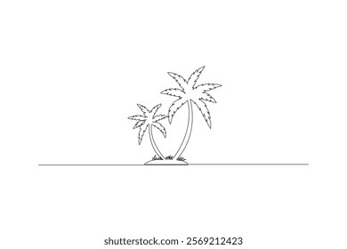 palm tree continues line drawing vector illustration