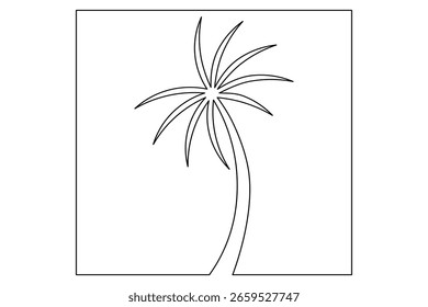 Palm tree continues one line art