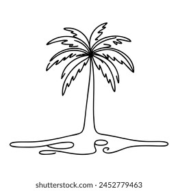 Palm tree continuous line drawing natural coconut vector illustration