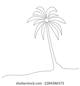 Palm Tree, Continuous One Line Drawing. Vector