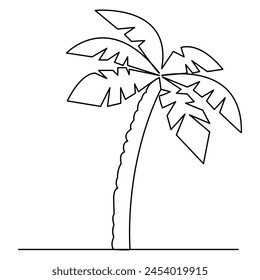 Palm tree  continuous one line drawing of outline vector illustration
