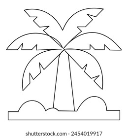 Palme durchgehende einzeilige Zeichnung der Umriss-Vektorillustration
