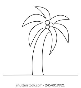 Palm tree  continuous one line drawing of outline vector illustration
