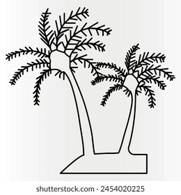 Palm tree dibujo continuo de una línea de Ilustración vectorial de contorno
