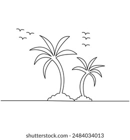
Palm tree dibujo continuo de una línea de Ilustración vectorial de contorno
