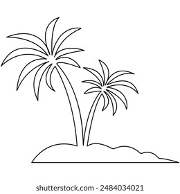 
Palm tree  continuous one line drawing of outline vector illustration
