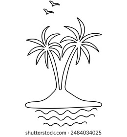 
Palm tree  continuous one line drawing of outline vector illustration
