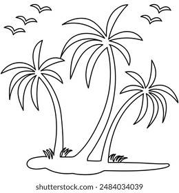 
Palm tree dibujo continuo de una línea de Ilustración vectorial de contorno
