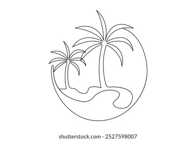 
Palm tree desenho contínuo de uma arte de linha com ilustração de vetor de contorno