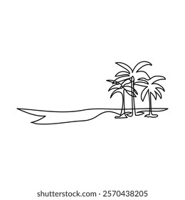 Palm tree continuous one line drawing of outline vector illustration,