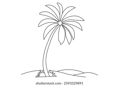 
Palm tree continuous one line art drawing of isolated outline vector illustration

