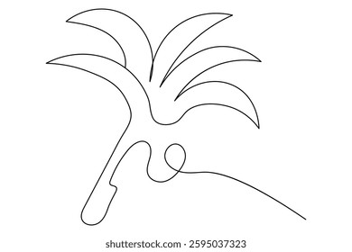 Palm tree continuous one line art vector illustration