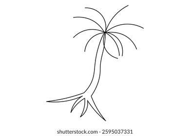 Palm tree continuous one line art vector illustration