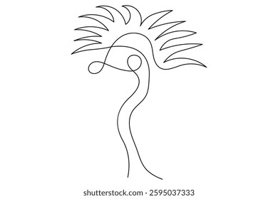 Palm tree continuous one line art vector illustration