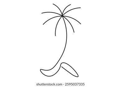 Palm tree continuous one line art vector illustration