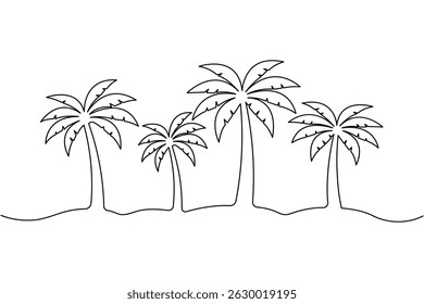 Palmera continua de una línea de arte y mínima Ilustración vectorial de contorno
