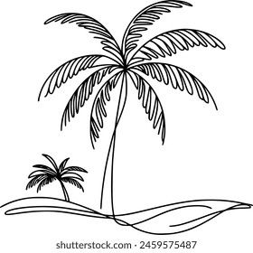 palm tree continuous single line vector hand drawing