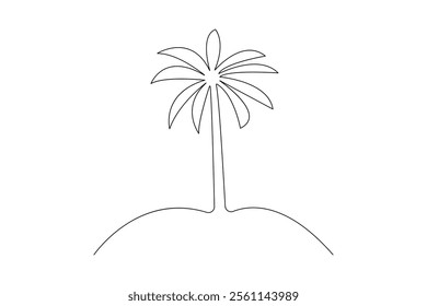 Palm tree continuous single line art and isolated outline vector illustration