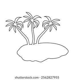 Palm tree continuous single line art sketch drawing of outline vector illustration.
