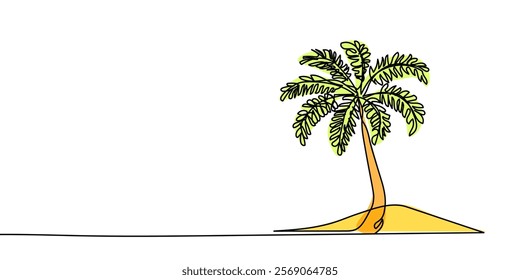 palm tree continuous single line vector hand drawing